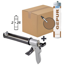 PACK PROMO 50 MASTICS POLYURETHANE HM GEPUR MARRON + 1 PISTOLET MASTIC ATOM H48